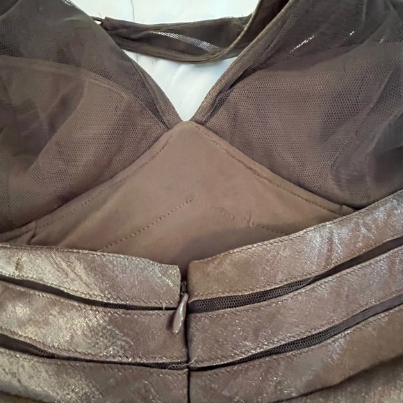 Cache Women’s Designer Halter Style Tiered Cocktail Dress Brown Metallic Shimmer - Picture 5 of 16